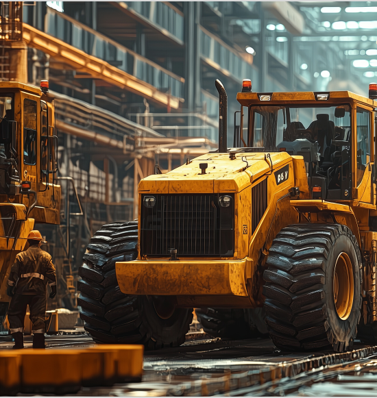 Construction plant and machinery at an industrial site